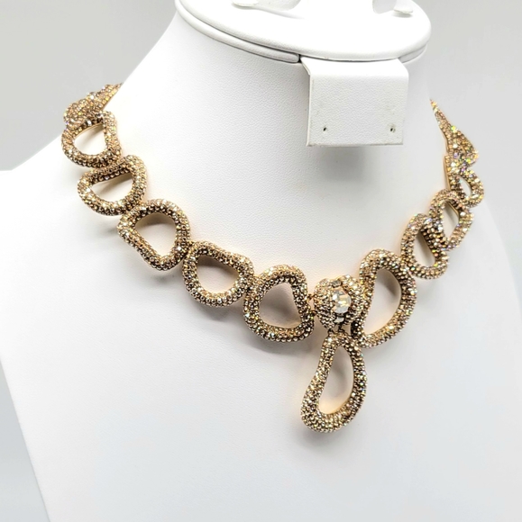 Atelier Swarovski Tigris Statement Necklace with Champagne Diamond Pave Crystals - Picture 9 of 14